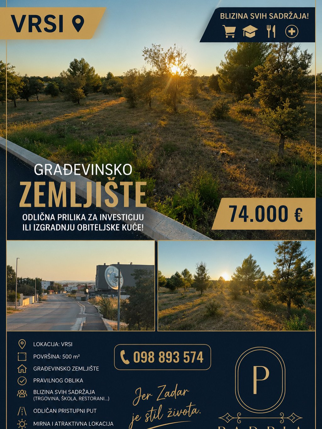 Građevinsko zemljište 550 m2 u Vrsima - Image 1